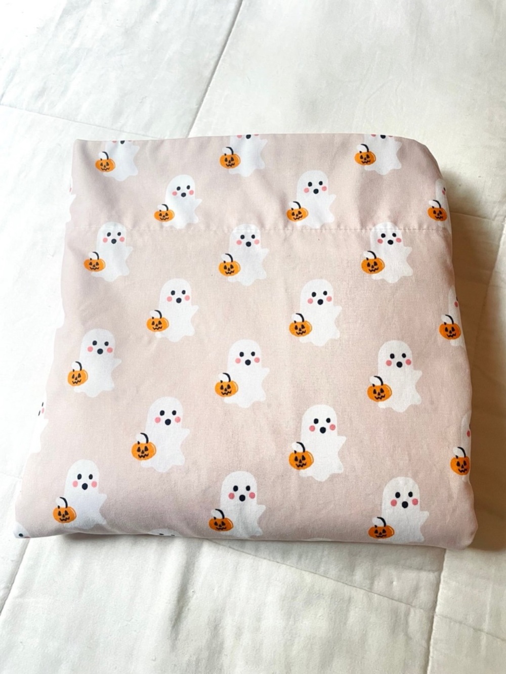 Halloween Pink Flat Sheet Cynthia Rowley Ghost Pumpkin Full Sz